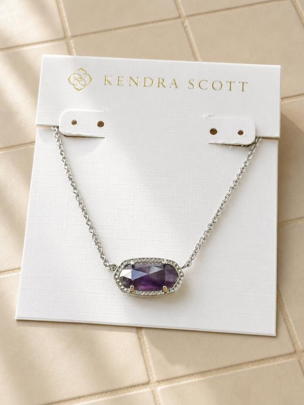 Kendra Scott amethyst pendant silver chain Elisa necklace